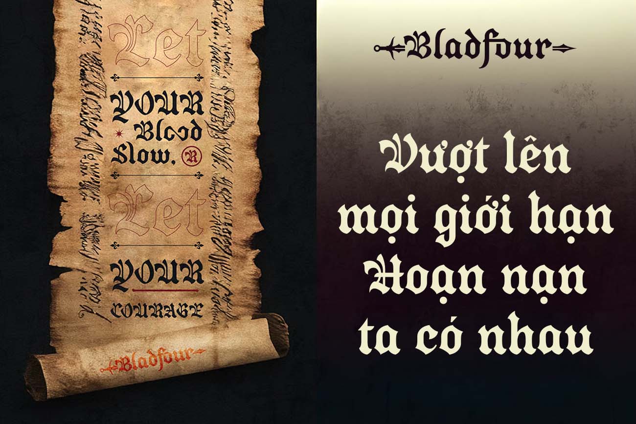 Font chữ lịch sử mang phong c&aacute;ch Vintage - TH Bladfour Việt h&oacute;a
